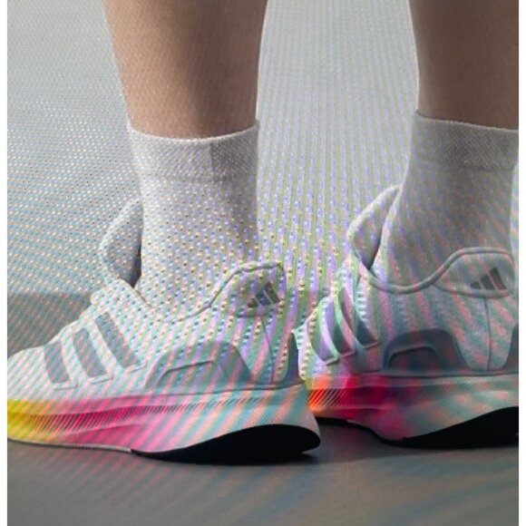 Adidas Ultrarun 5 Running Shoes White/Pink/Yellow US 11.5 Mens Lightweight - Picture 2 of 16